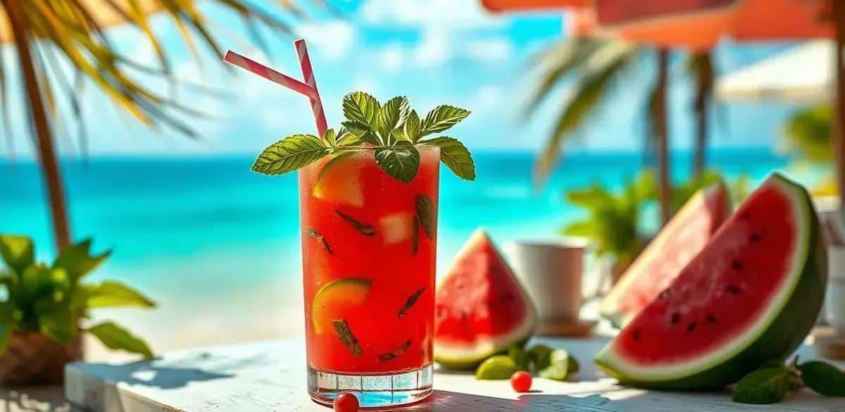 mojito com suco de melancia e manjericao a refri mais refrescante do verao