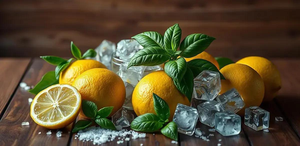 Ingredientes para o ICE com limão siciliano e manjericão