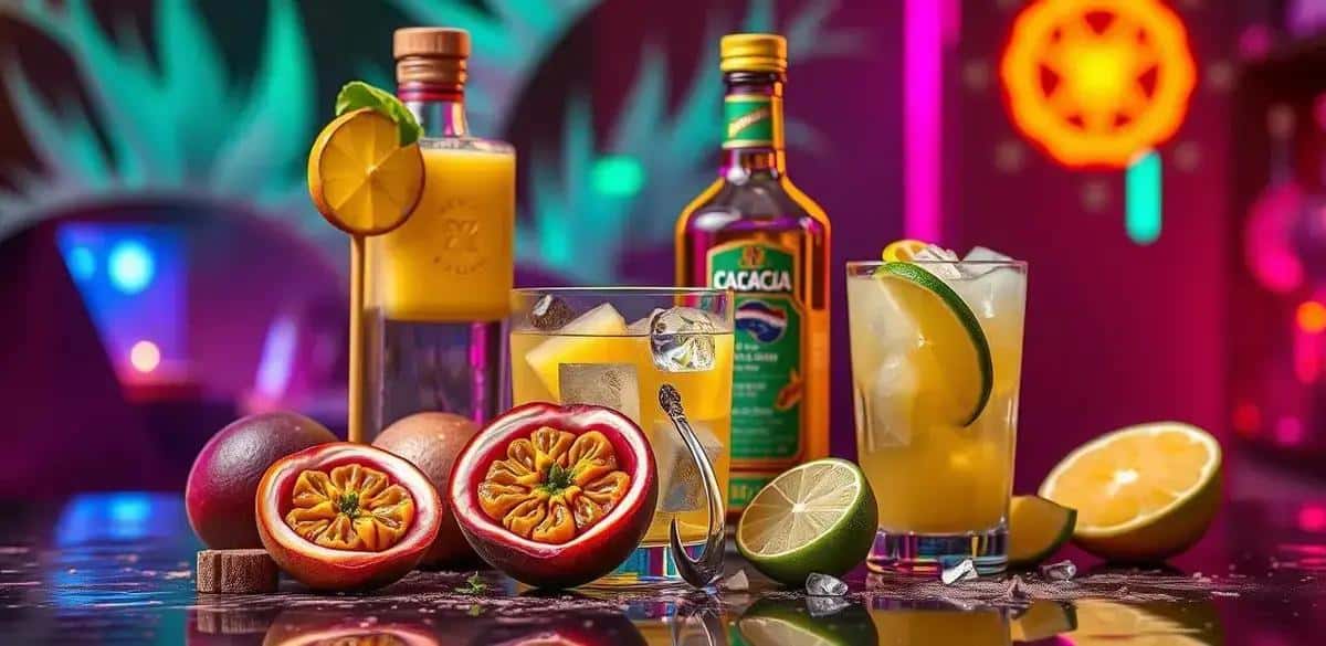 Ingredientes da Caipirinha de Maracujá com Açúcar Mascavo