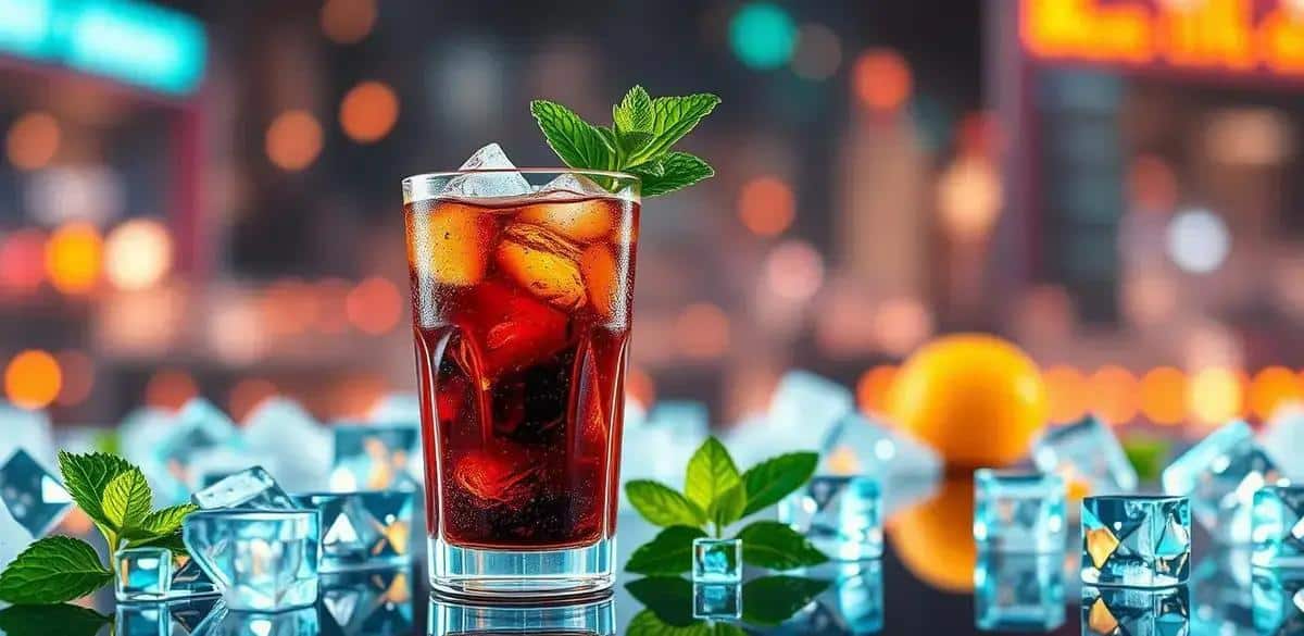 conhaque com refrigerante de cola e hortela uma bebida refrescante e irresistivel