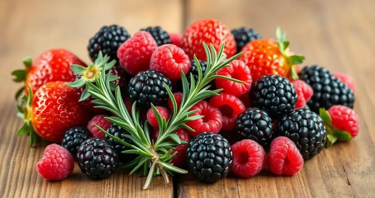 Ingredientes para o Suco de Frutas Vermelhas com Alecrim