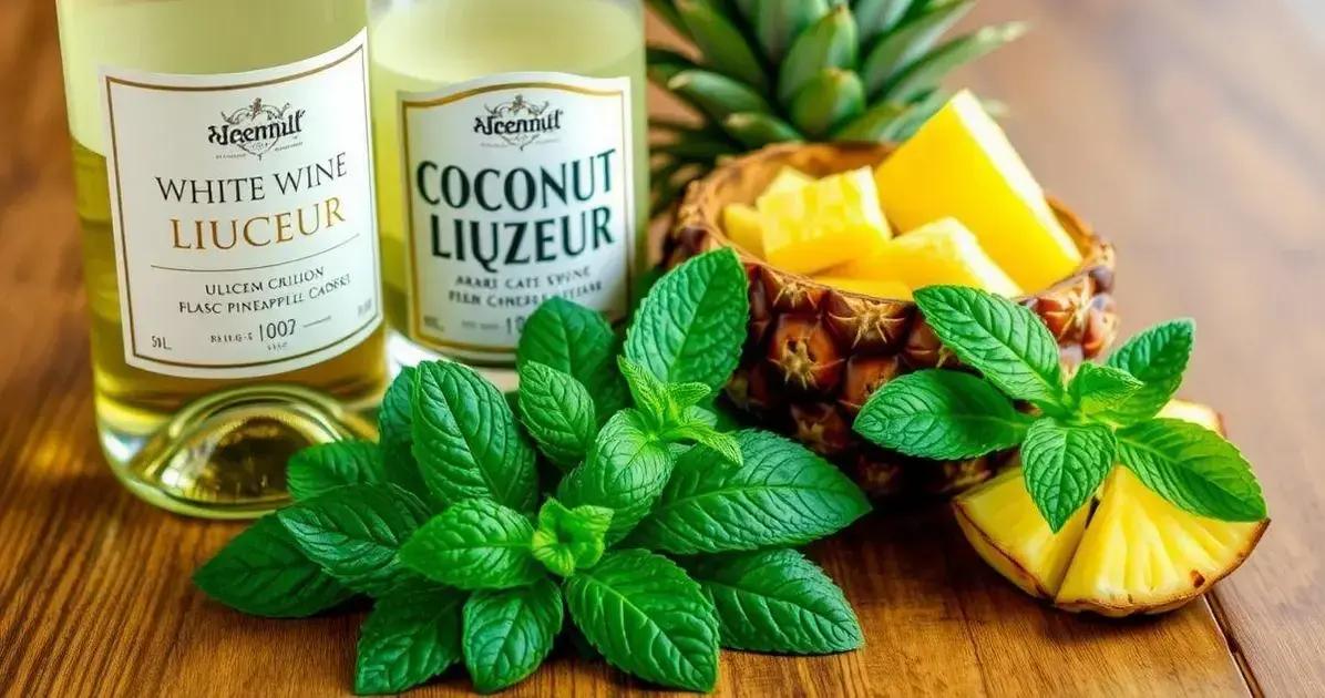 Ingredientes para fazer Vinho Branco com Licor de Coco e Abacaxi