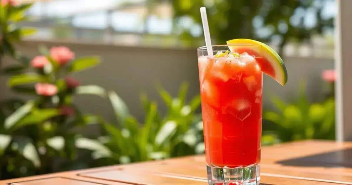 vodka com suco de melancia e raspas de gengibre a bebida refrescante do verao