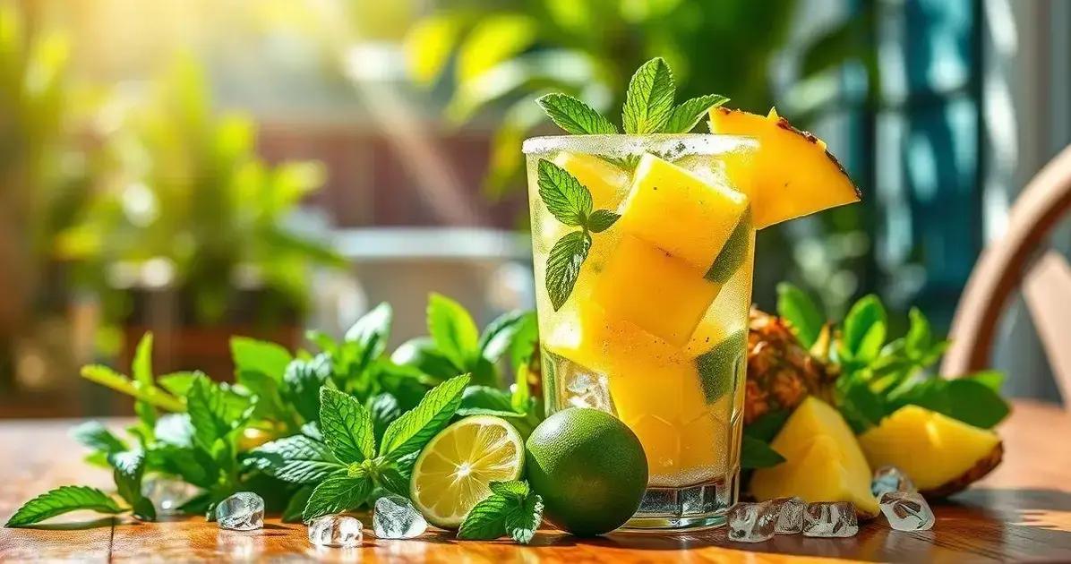 Ingredientes da Caipirinha de Abacaxi com Hortelã