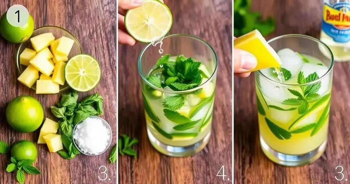 Método de Preparo da Caipirinha de Abacaxi com Hortelã