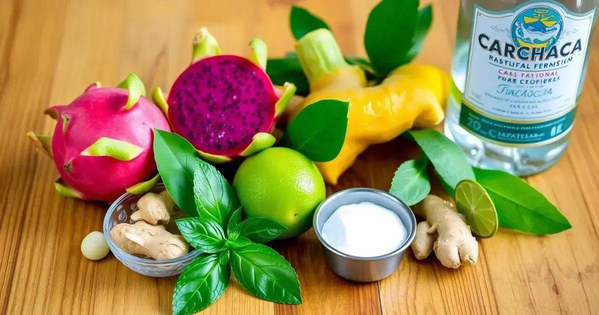 Ingredientes da Caipirinha de Pitaya e Gengibre