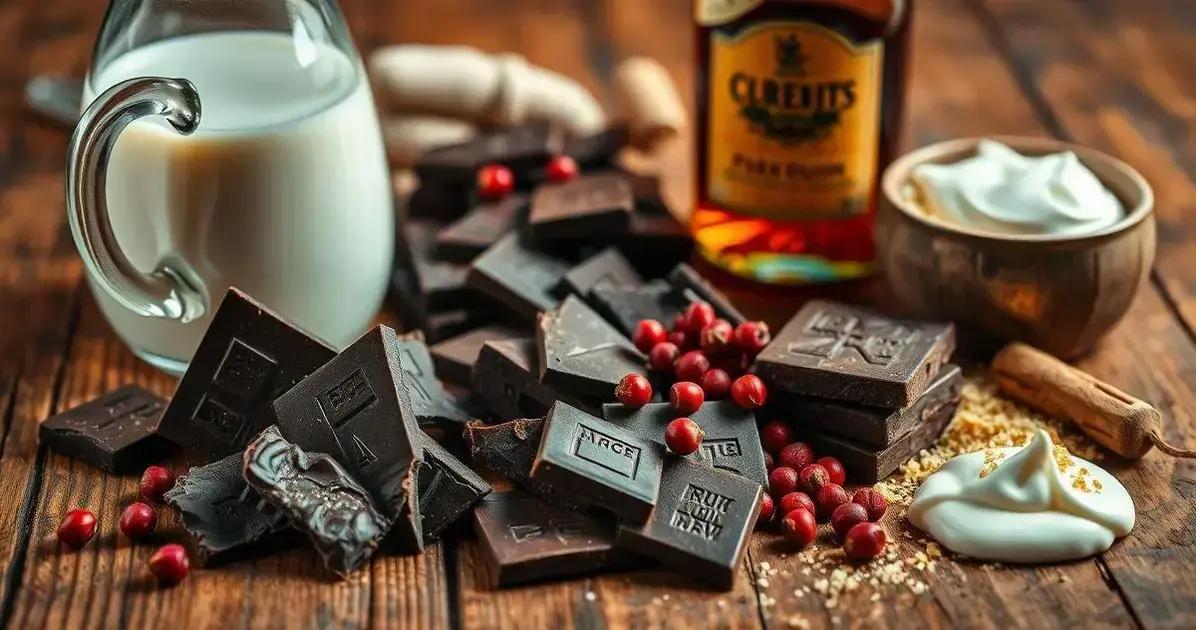 Ingredientes da Receita de Chocolate Quente com Pimenta Rosa e Rum Envelhecido
