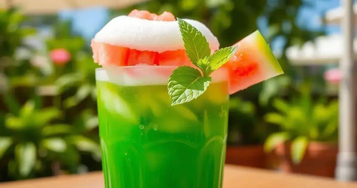 Leia mais sobre o artigo Drink Verde com Espuma de Melancia e Gengibre: A Bebida Refrescante do Verão