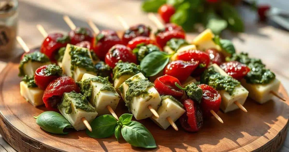 espetinhos de queijo com manjericao e tomate seco uma delicia de verao