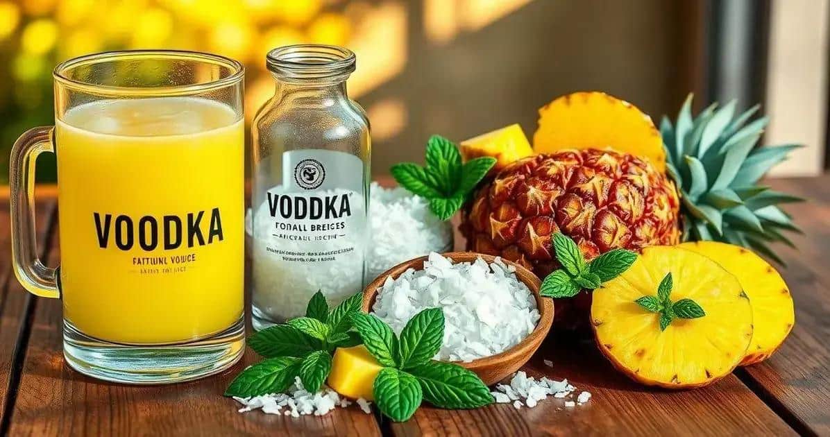 Ingredientes da Vodka Tropical com Abacaxi e Coco Ralado