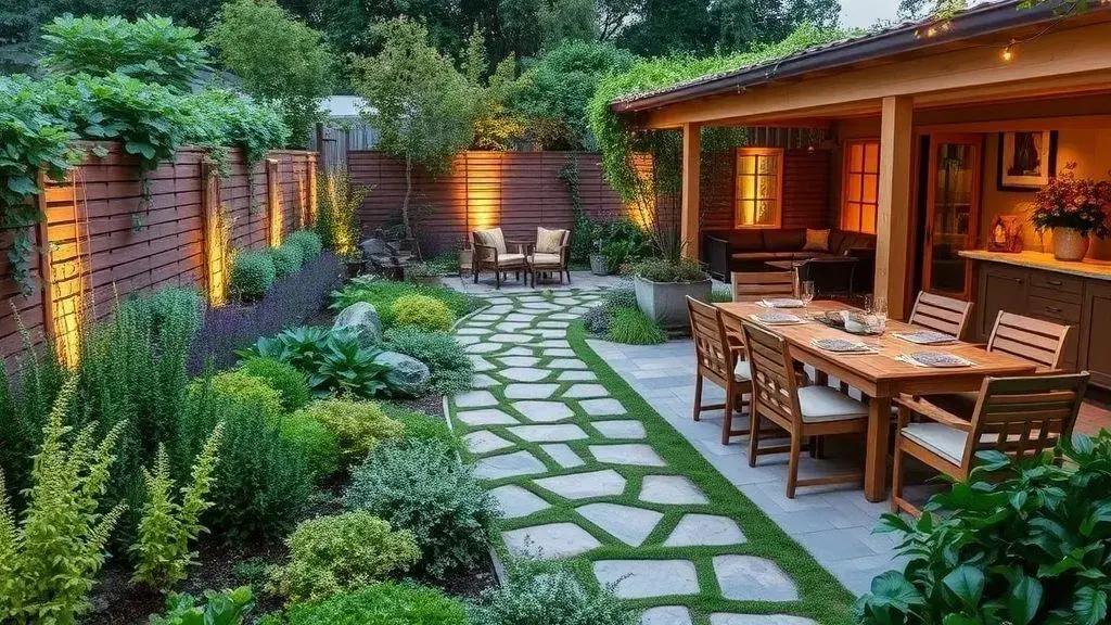 Integração do jardim com a área gourmet